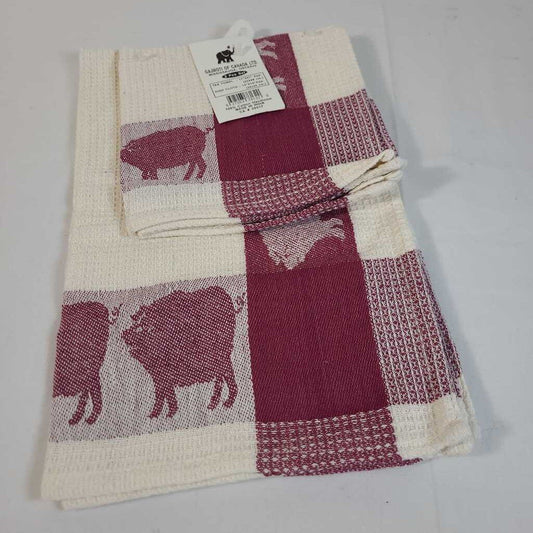 RED PIG TEATOWEL + 2 DISH CLOTHS