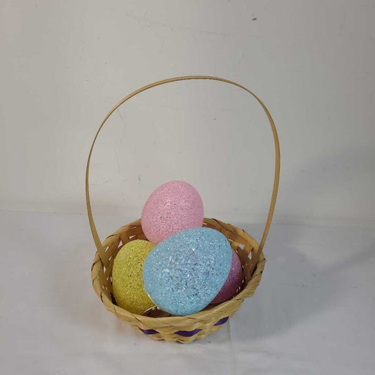 S/4 LIGHT UP EGGS IN BASKET