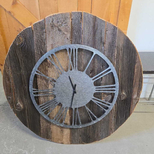NEWLY MADE 48" BARNBOARD BACK CLOCK