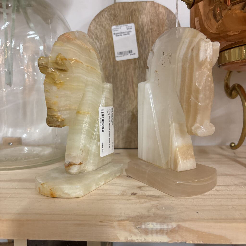 Vntg Onyx Horse book ends Pair (2)