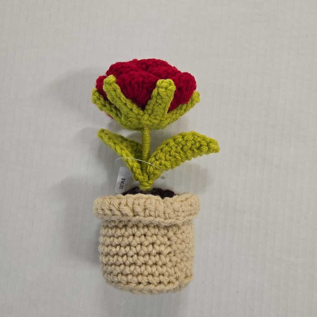 Crochet Rose Pot