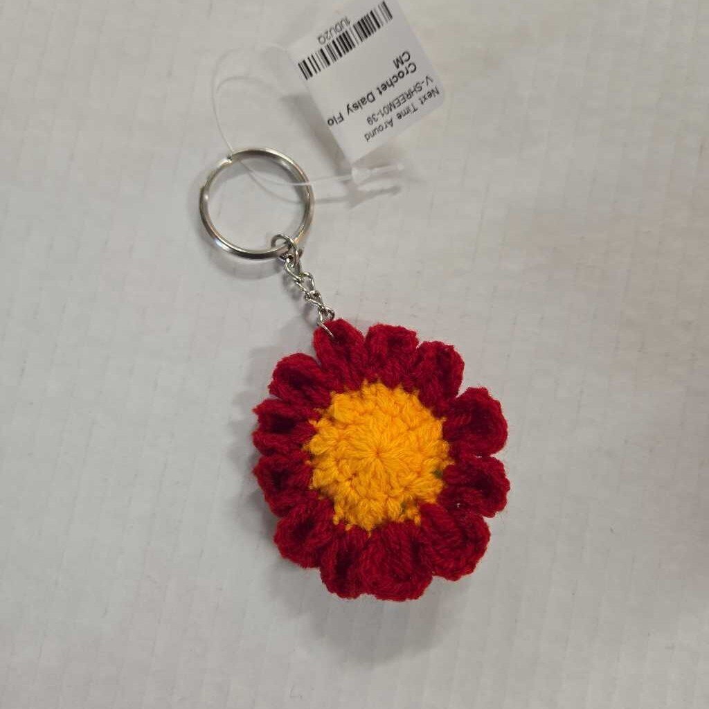 Crochet Daisy Flower Keychain