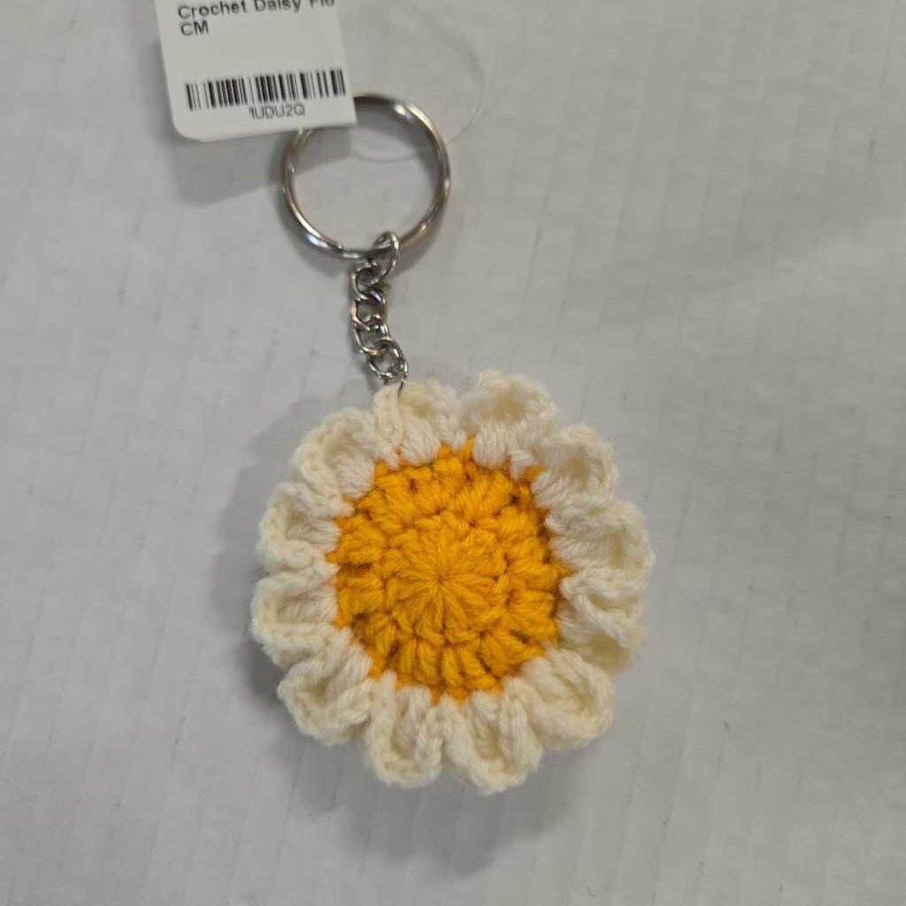Crochet Daisy Flower Keychain