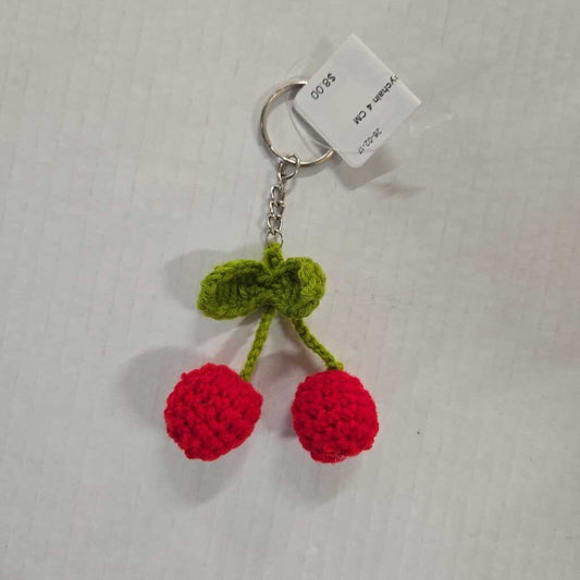 Crochet Cherry Keychain