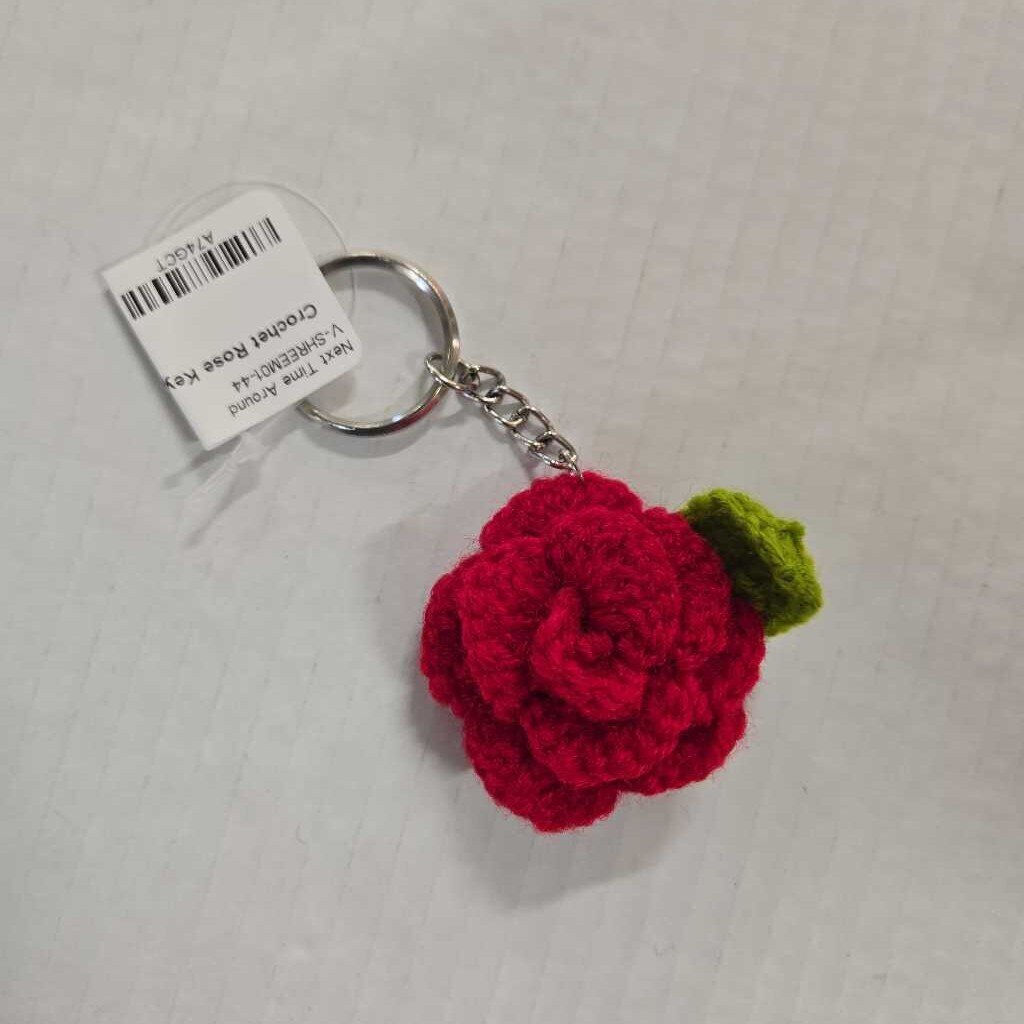 Crochet Rose Keychain