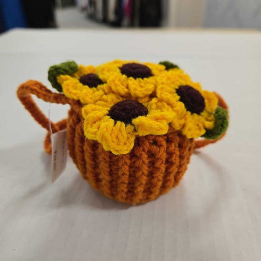 Crochet Sunflower Hanging Pot