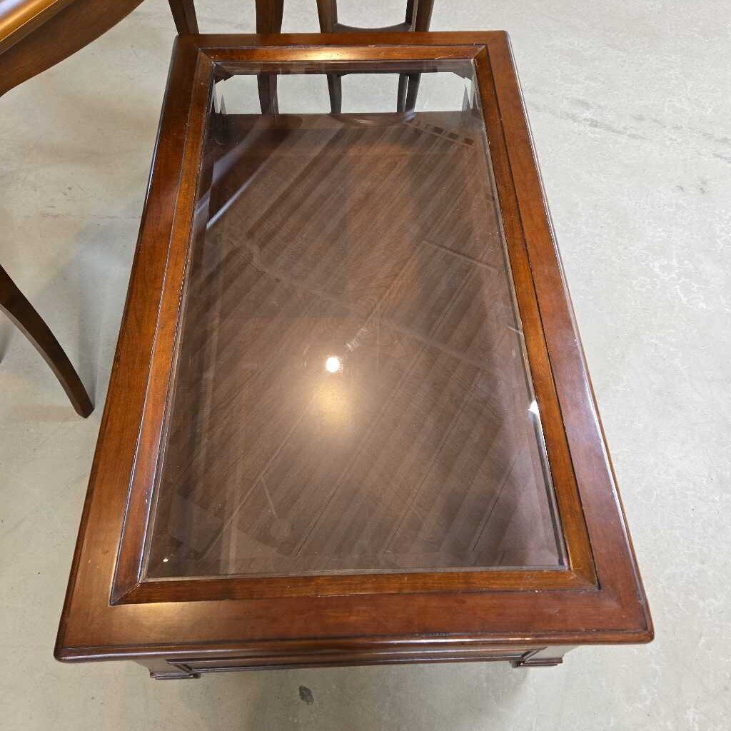 GLASS TOP COFFEE TABLE W/2DRAWERS