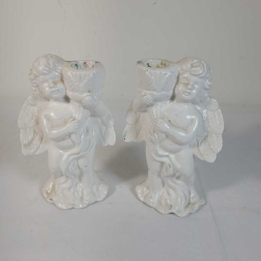 PR CERAMIC ANGEL CANDLE HOLDERS