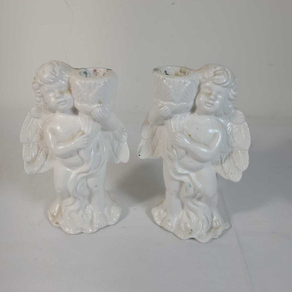 PR CERAMIC ANGEL CANDLE HOLDERS