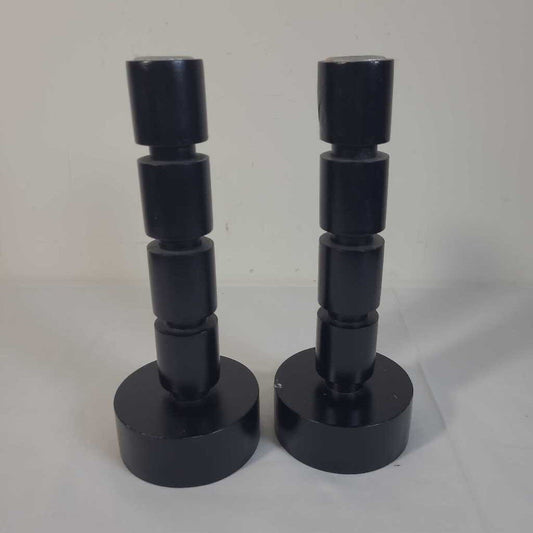 PR BLACK WOOD CANDLE HOLDERS