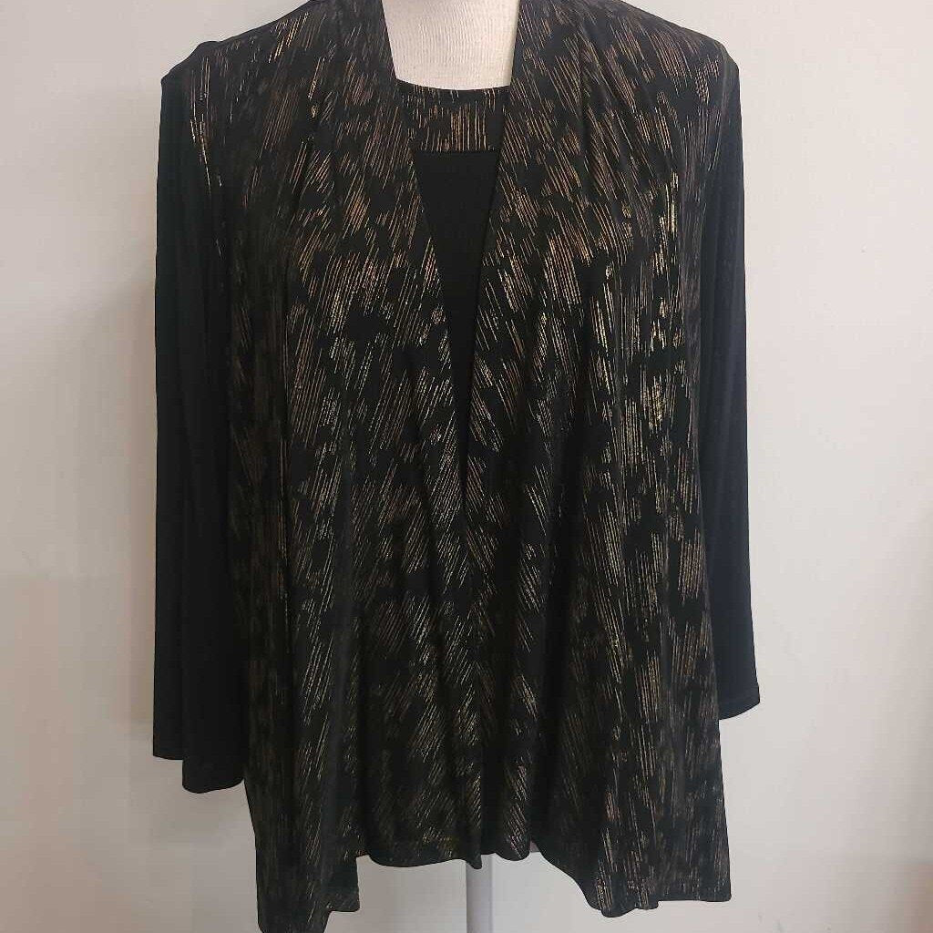 BLACK & GOLD OPEN CARDI WITH TANK