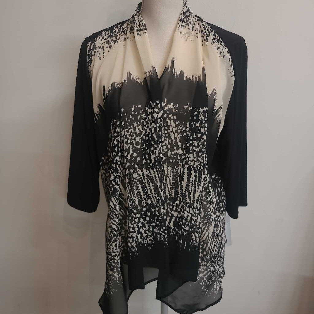 BLACK & BEIGE SHEER OPEN CARDI