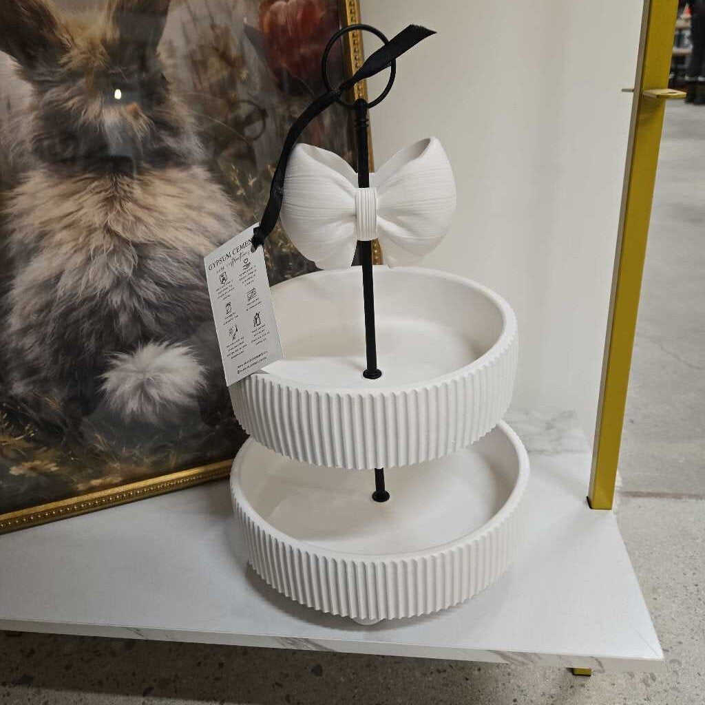 Handcrafted Cement Bow Tier Tray
