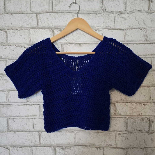 Handknit Cover Up Top Royal Blue