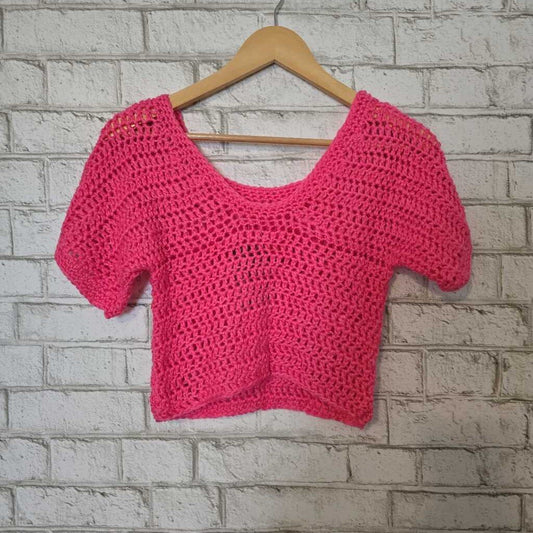 Handknit Cover Up Top Pink