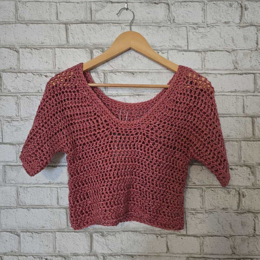 Handknit Cover Up Top Dusty Pink