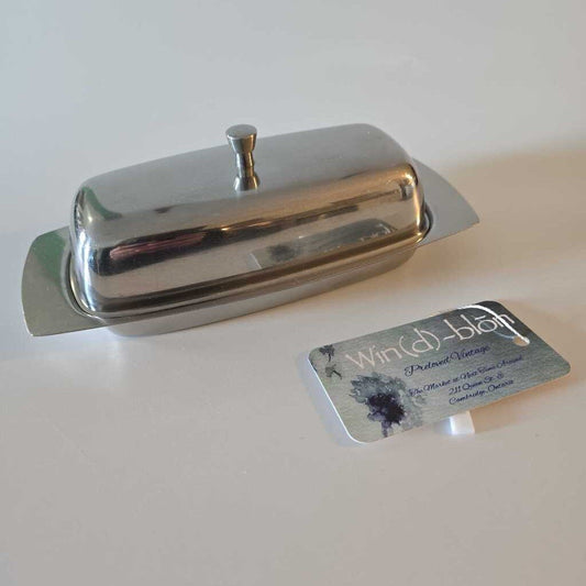 Vintage CULTURA Sweden Stainless Steel Butter Dish