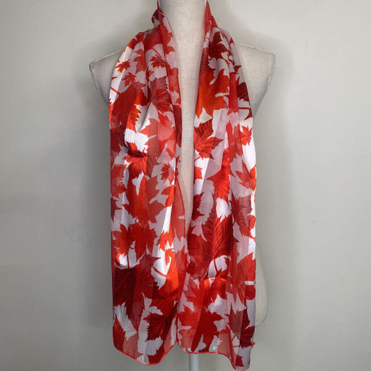 RED/WHITE MAPLE LEAF RECTANGLE SCARF