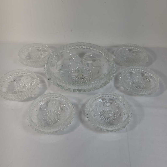 7 pc CRYSTAL SALAD BOWL SET