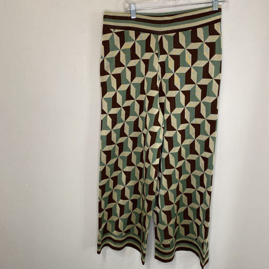 ZARA - GREEN/BROWN GEOMETRIC PANTS