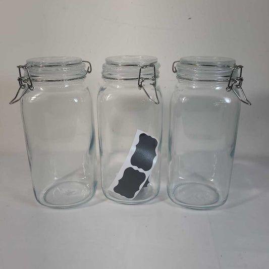 S/3 GLASS FOOD STORAGE JARS