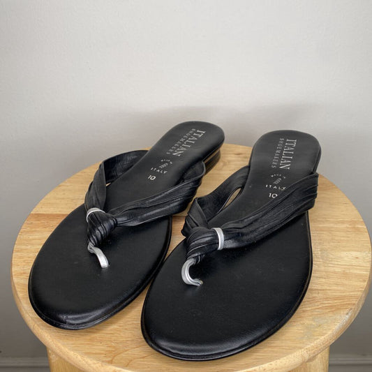 ITALIAN SHOEMAKERS - BLACK LEATHER FLIP-FLOPS