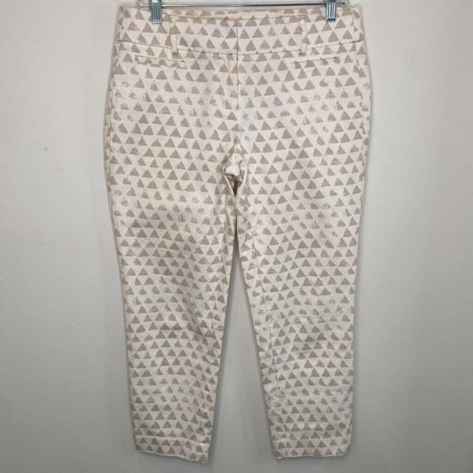 ANN TAYLOR - CREAM/BEIGE TRIANGLE PATTERNED CROPPED PANTS