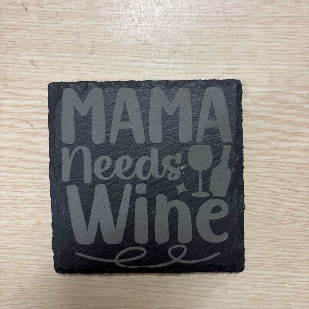 SLATE COASTER - WINE QUOTES SQUARE