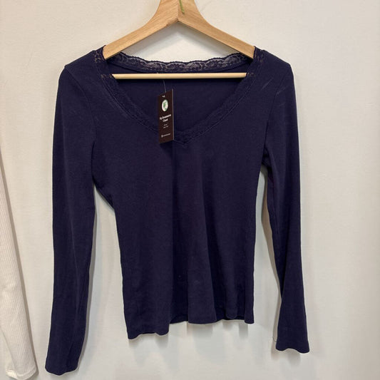BLUE LACE TRIM LONG SLEEVE