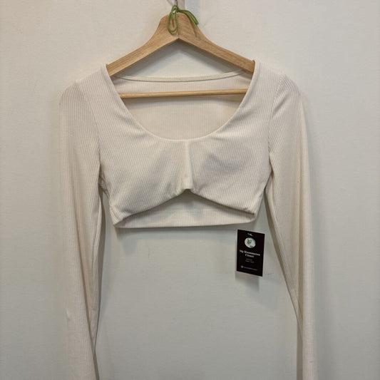 ALO WHITE LONG SLEEVE CROP TOP