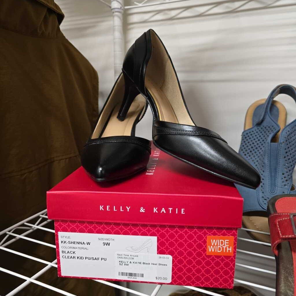 KELLY & KATIE Black Heel Shoes SZ 9W
