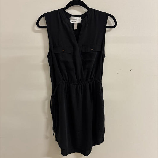 Black Sleeveless Surplice Midi Dress with Pockets