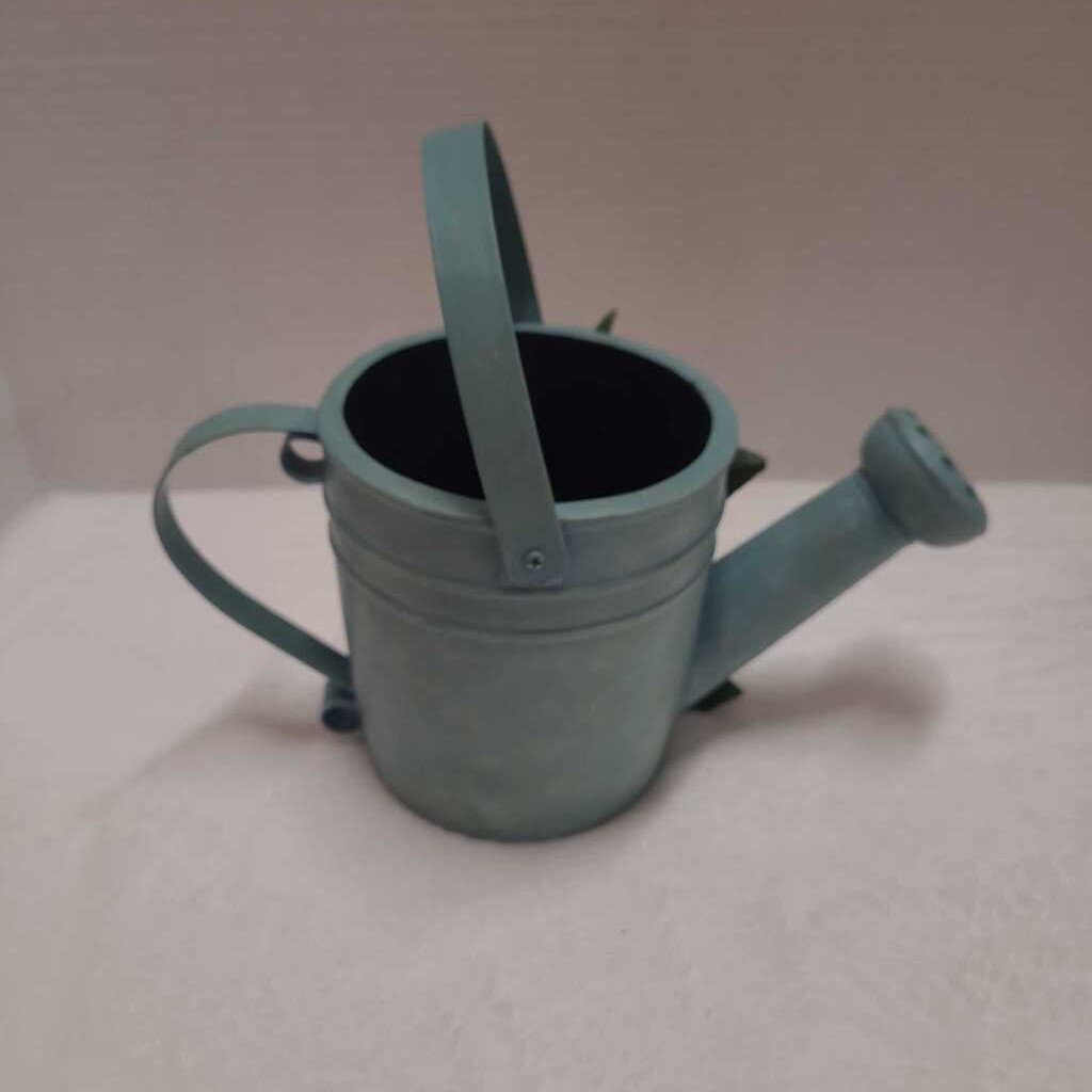 Teal Sunflower "Watering Can" Flower Pot