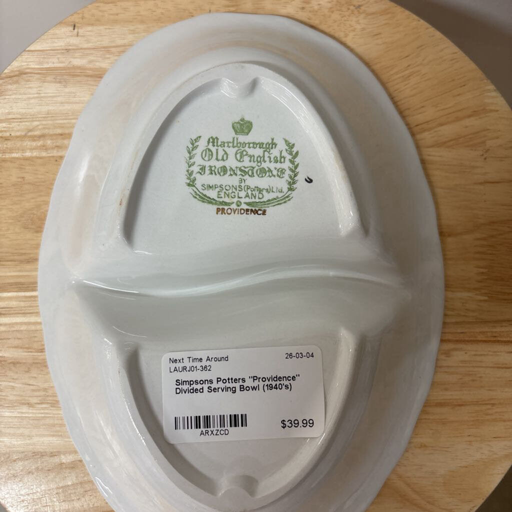 Simpsons Potters "Providence" Divided Serving Bowl (1940's)