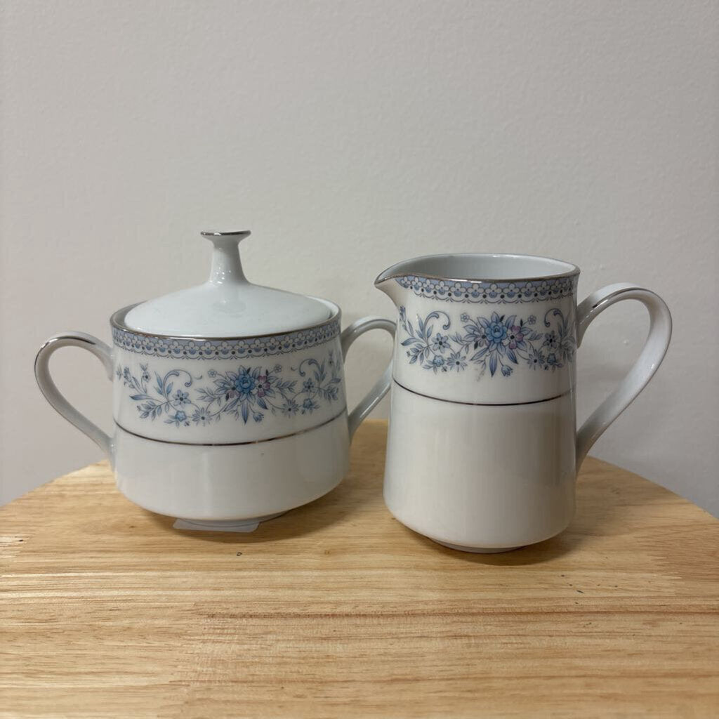 Noritake "Blue Hill (2482)" Porcelain Cream and Sugar Set (3pc)