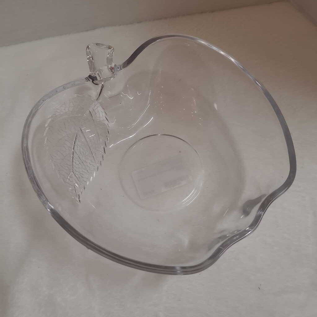 Apple Shaped Clear Glass Serving Bowl
