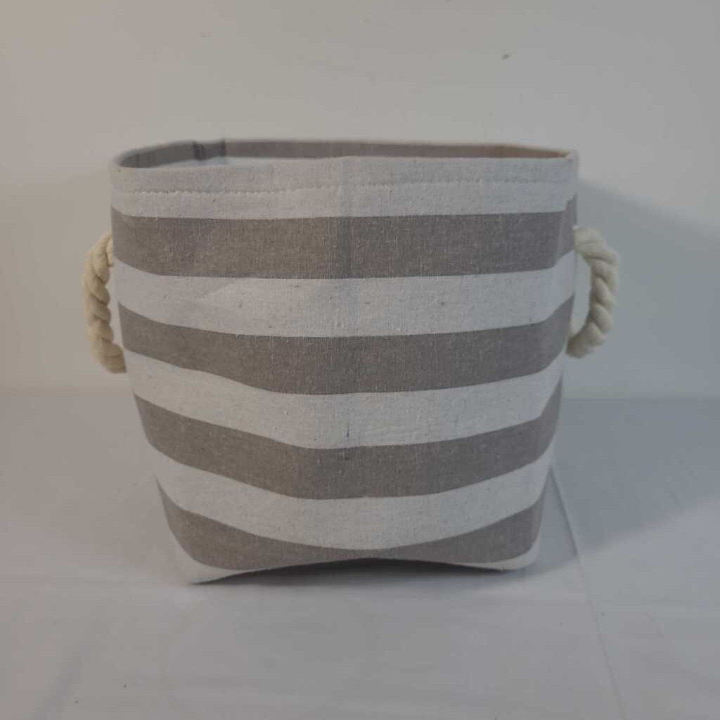 STRIPED BASKET W/ROPE HANDLES