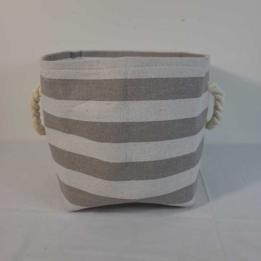 STRIPED BASKET W/ROPE HANDLES