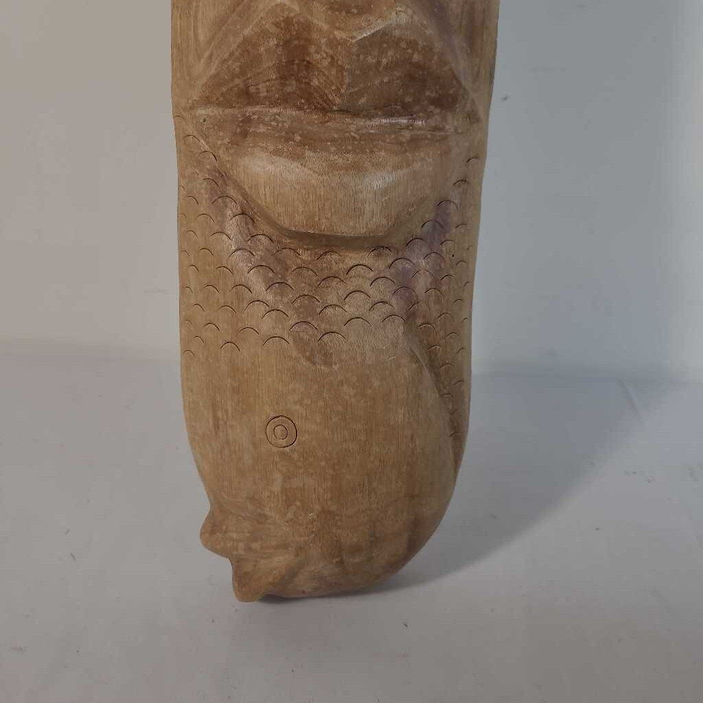 WOODEN CARVED FISH MASK WALL HANGING