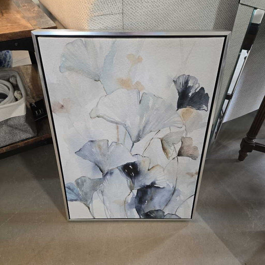 FRAMED BLUE FLORAL CANVAS B