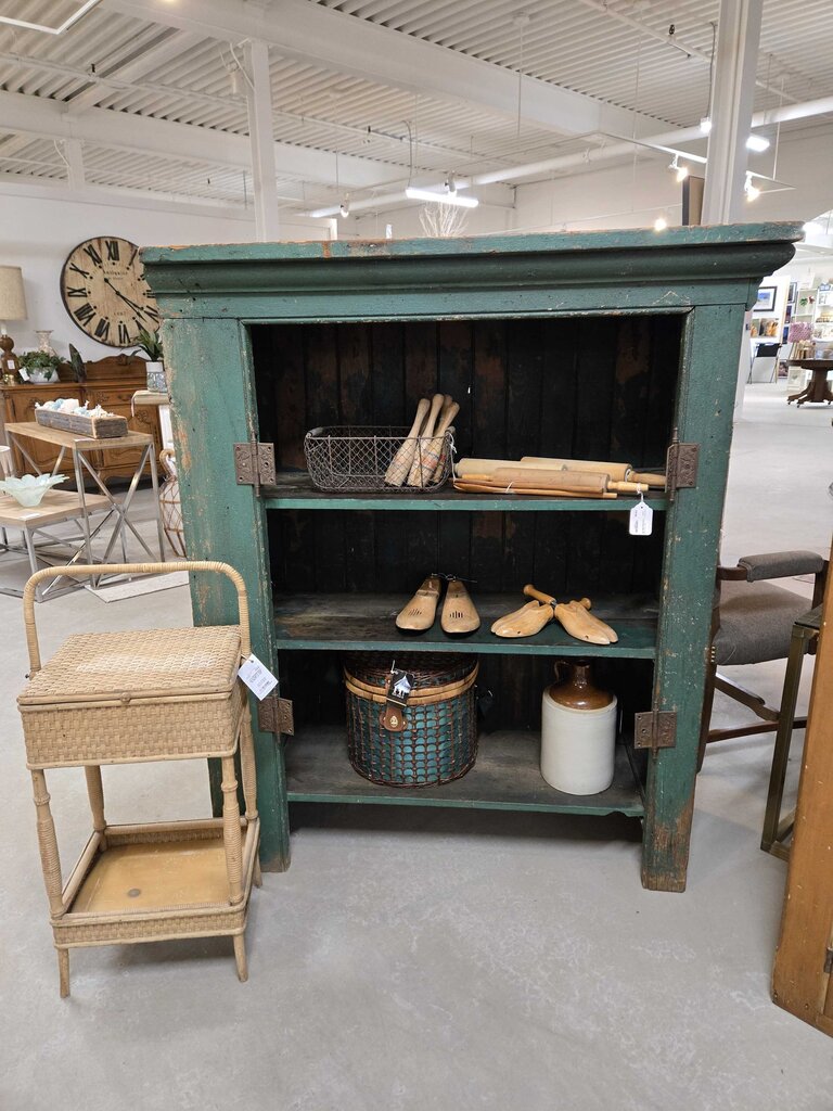 ANTIQUE GREEN JELLY CUPBOARD
