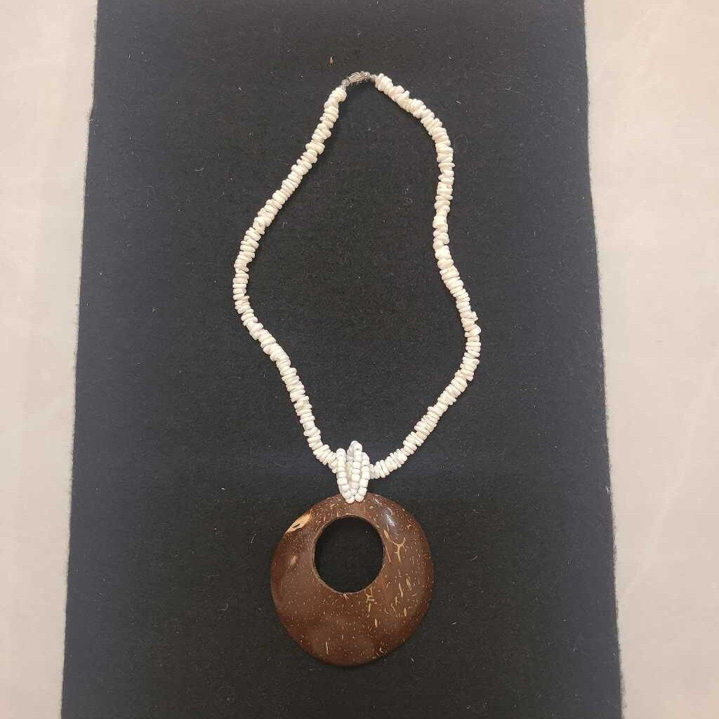 COCONUT SHELL AND BEAD NECKLACE