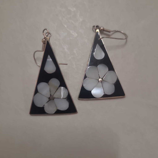 MEXICAN SILVER EARRINGS WITH ABALONE INSETS