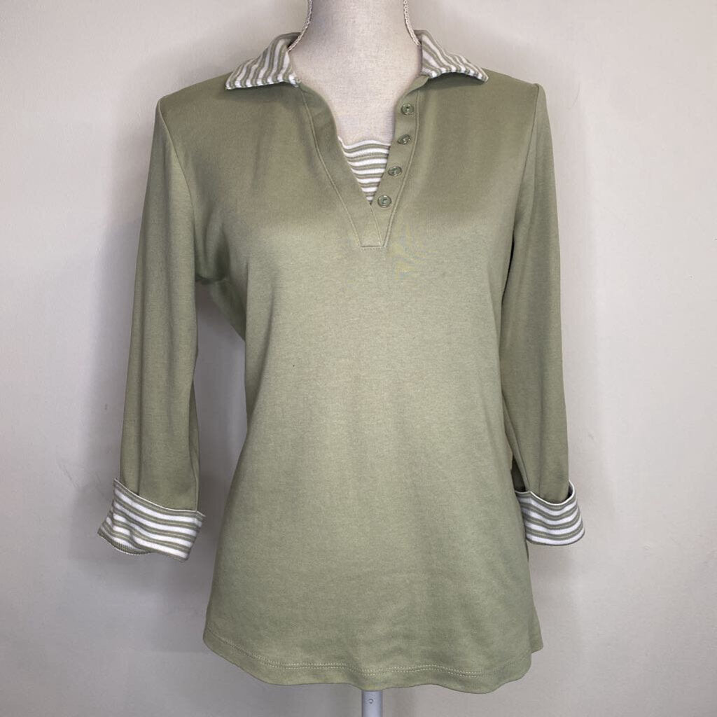 CLASSIC EDITIONS - SAGE GREEN L/S COLLARED SHIRT