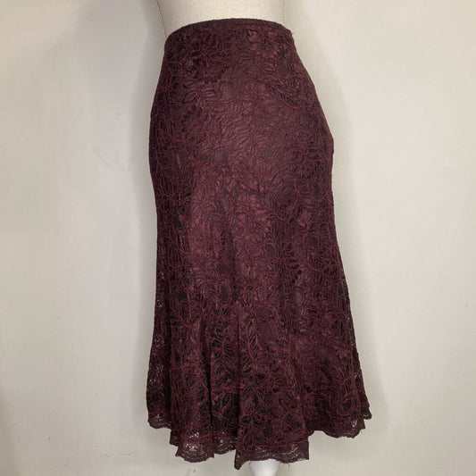 PRECIS PETITE - MAROON MIDI LACE SKIRT