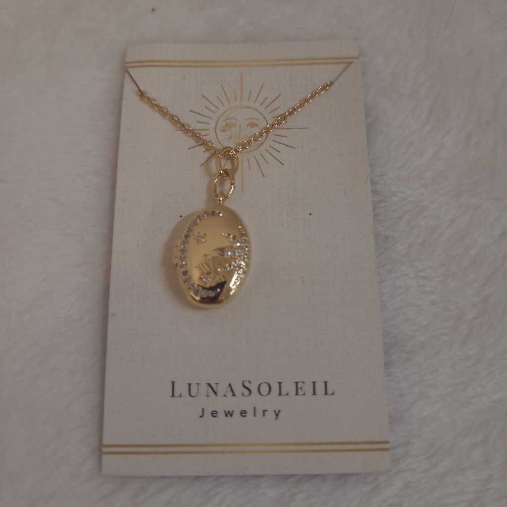 SUNBURST LOCKET 18K PLATED SS
