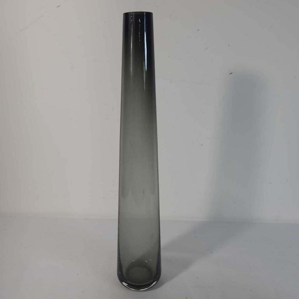 TALL SMOKEY GLASS VASE