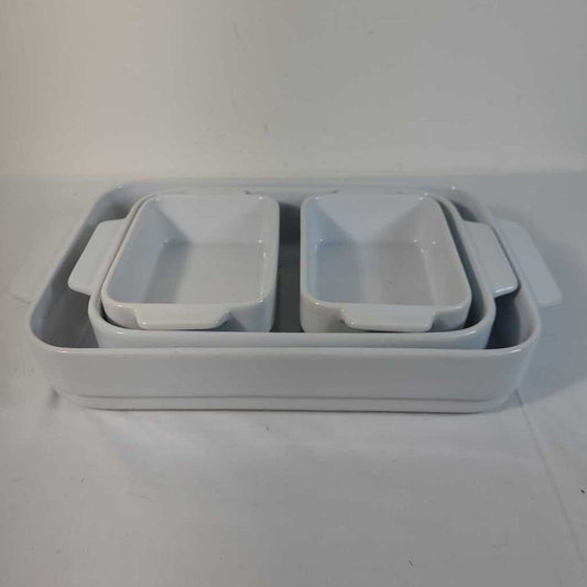 4 pc WHITE STONEWARE DISHES