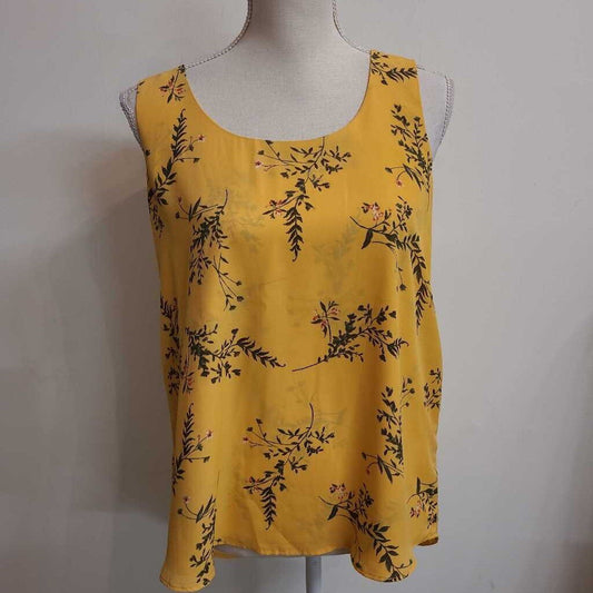 YELLOW FLORAL SLEEVELESS BLOUSE