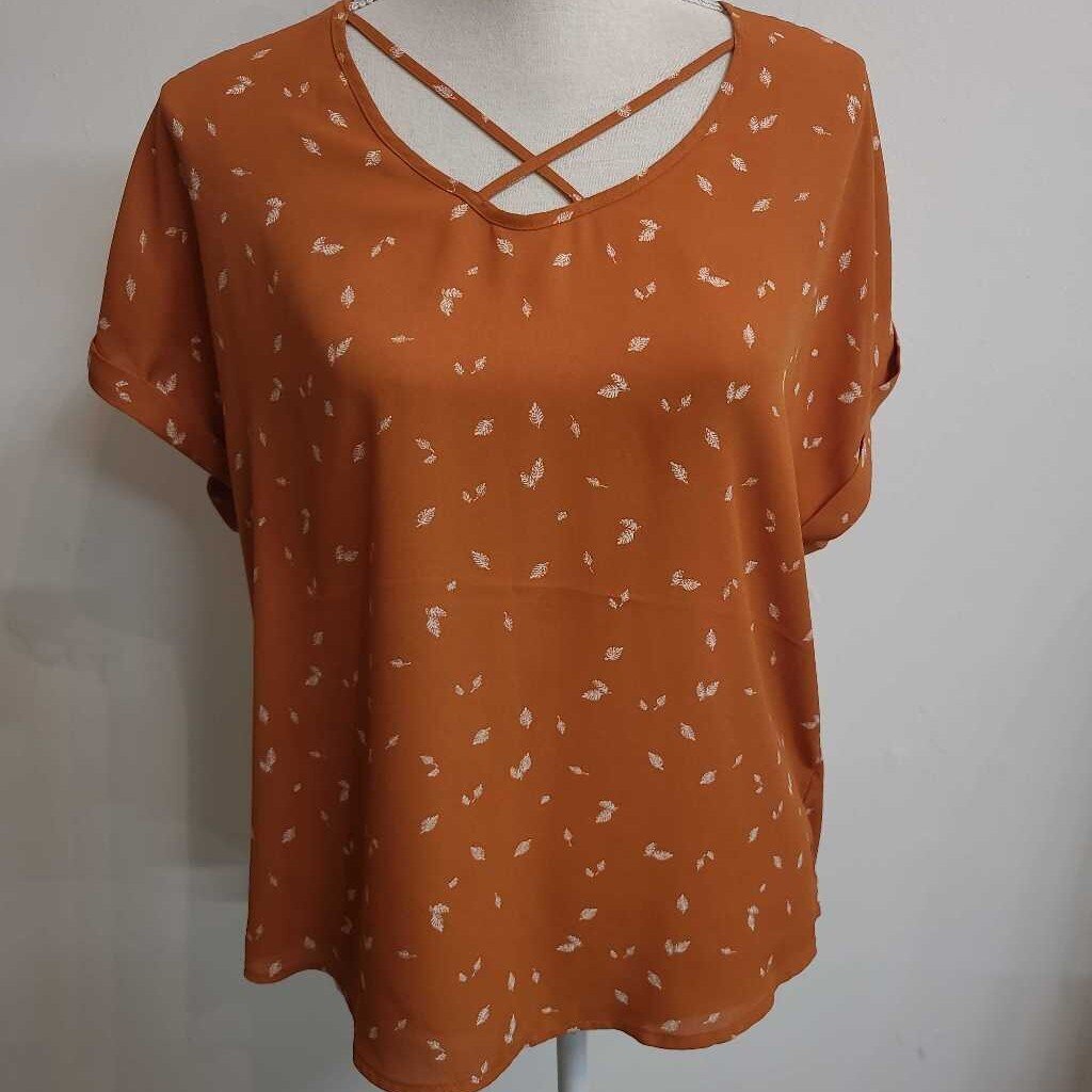 RUST SHORT SLEEVE BLOUSE
